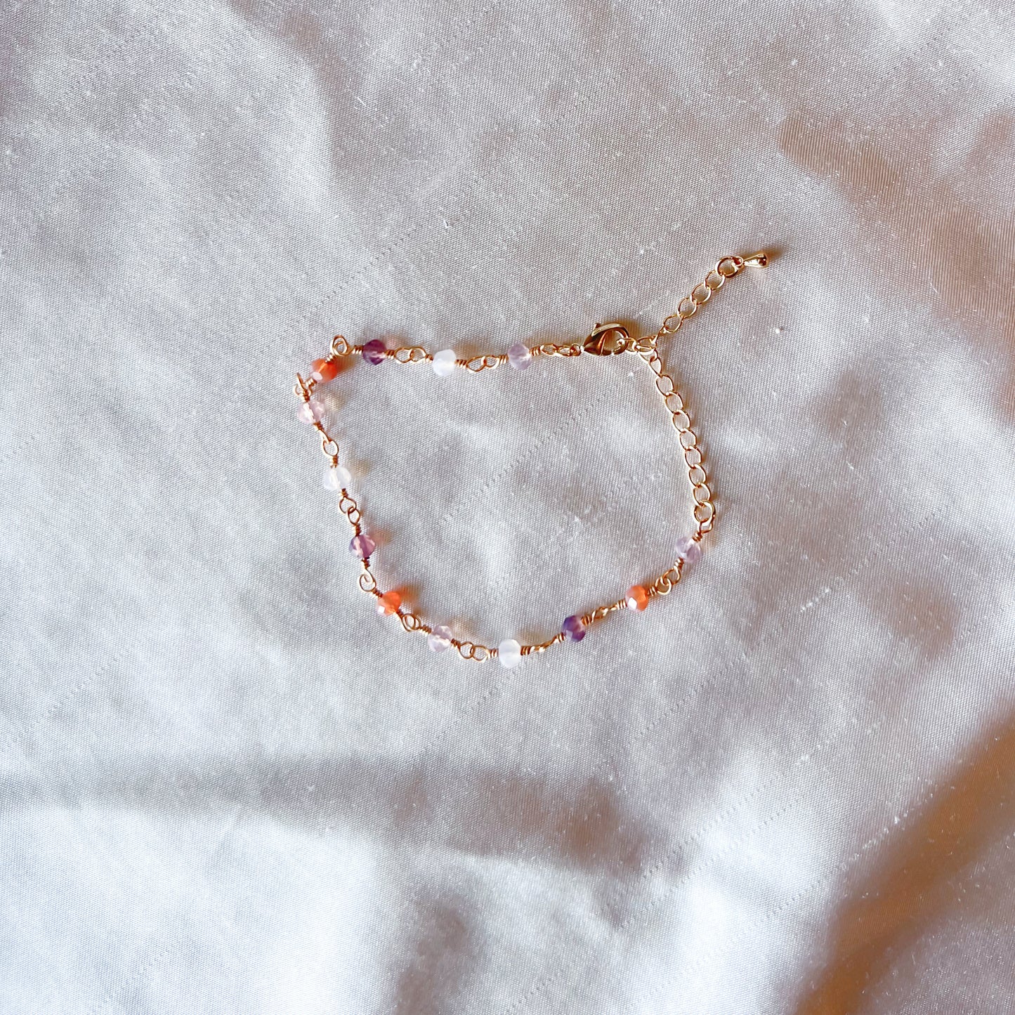 Pink and Purple Bead Chain Bracelet