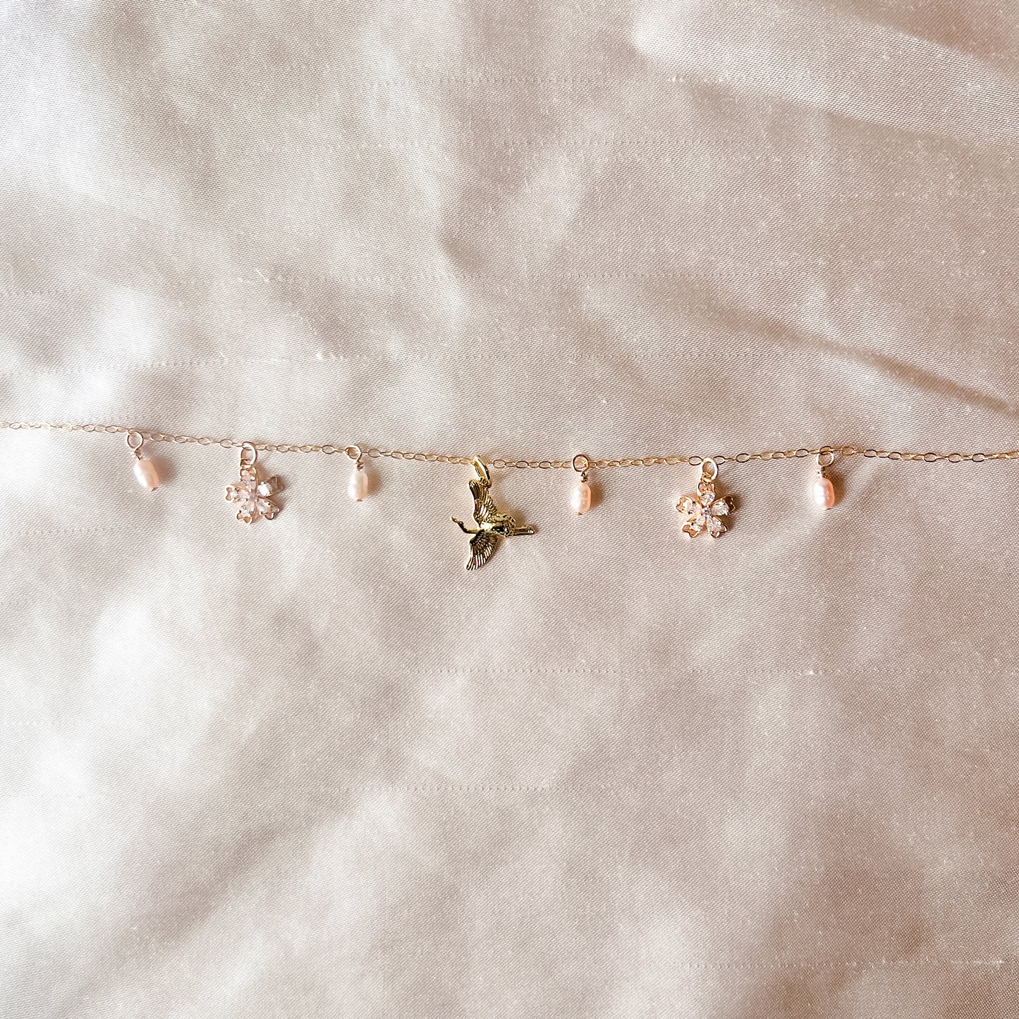 Sakura Crane Charm Necklace
