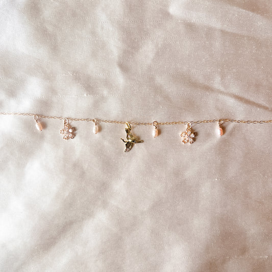 Sakura Crane Charm Necklace