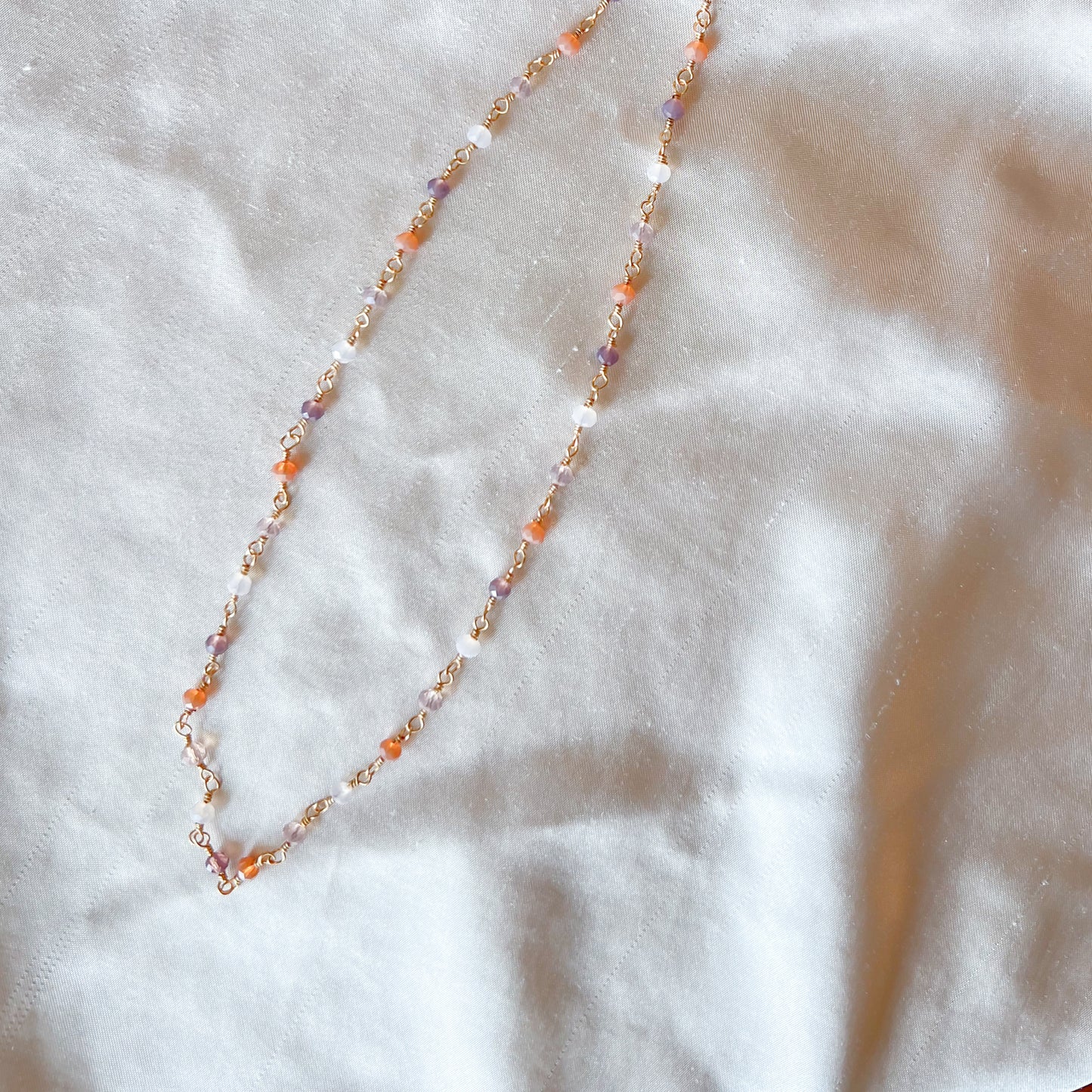 Pink and Purple Bead Chain Necklace