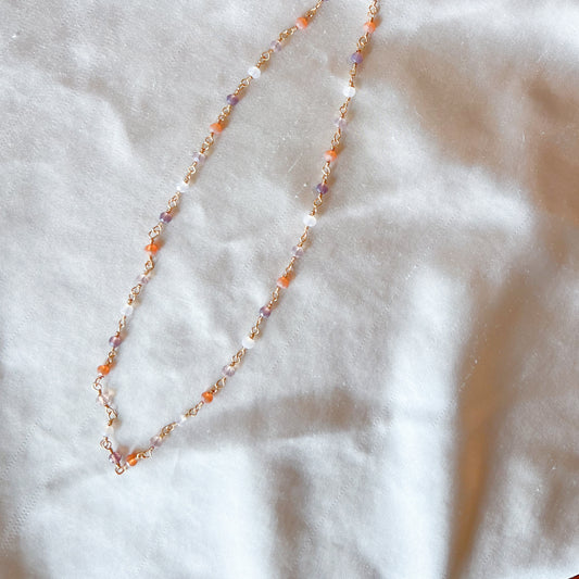 Pink and Purple Bead Chain Necklace