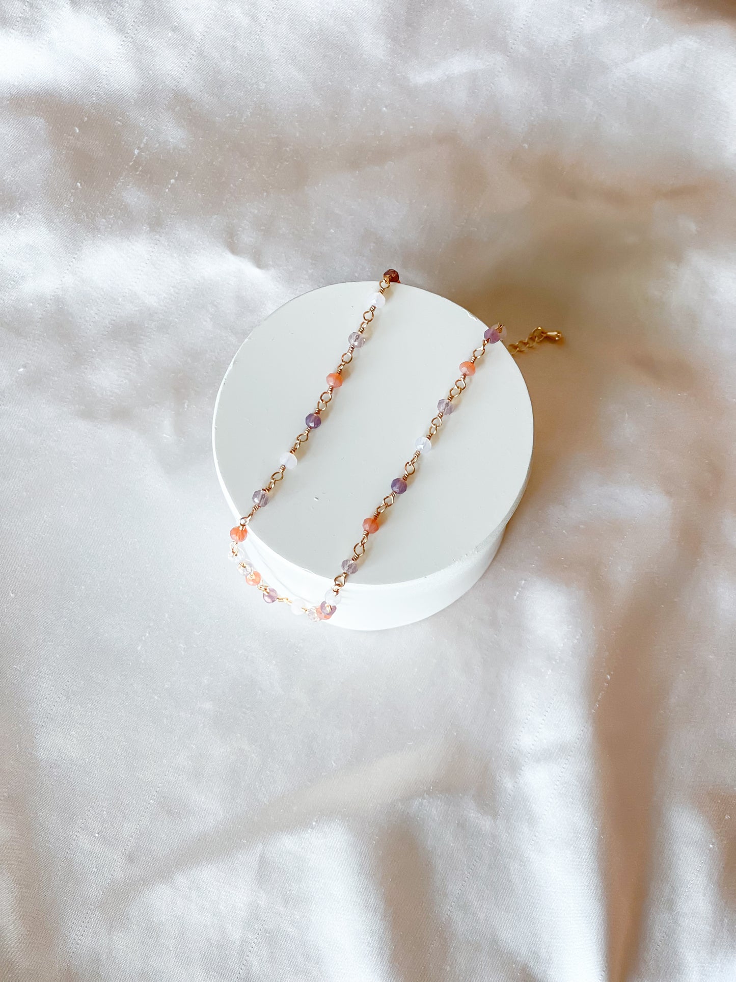 Pink and Purple Bead Chain Necklace