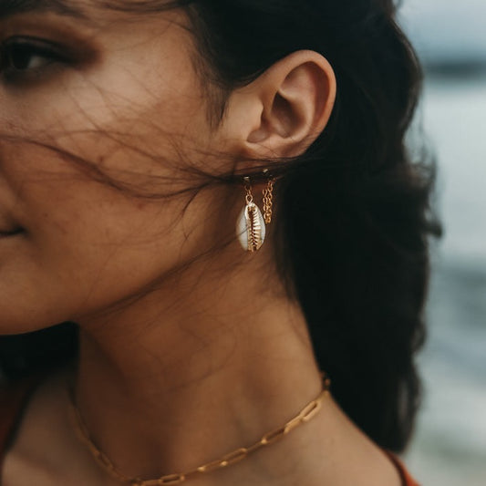 Gold Cowry Earrings